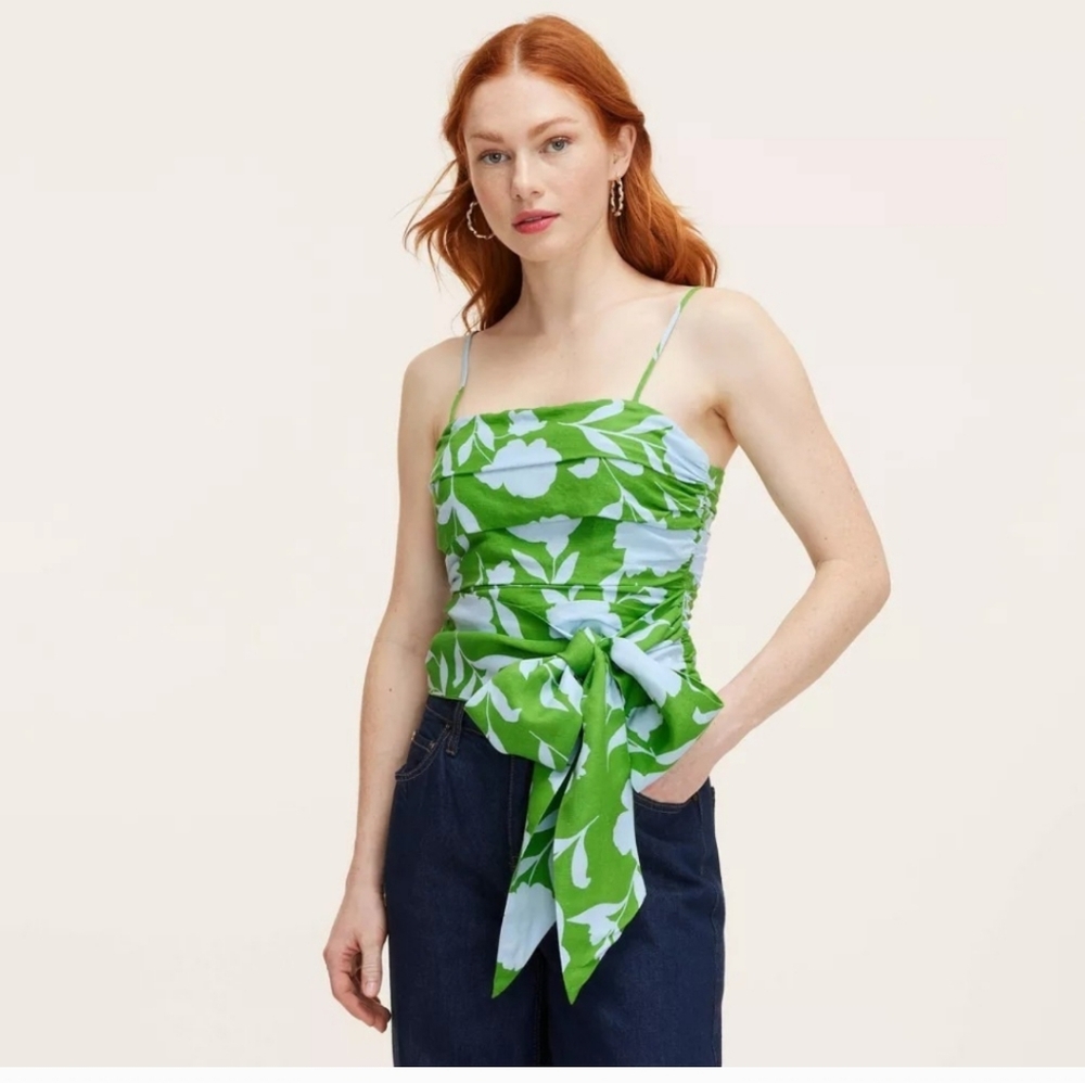 Kate Spade Green and White Leaf Print Camisole